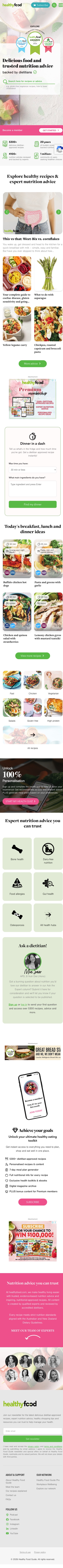 Healthy Food Guide website on mobile